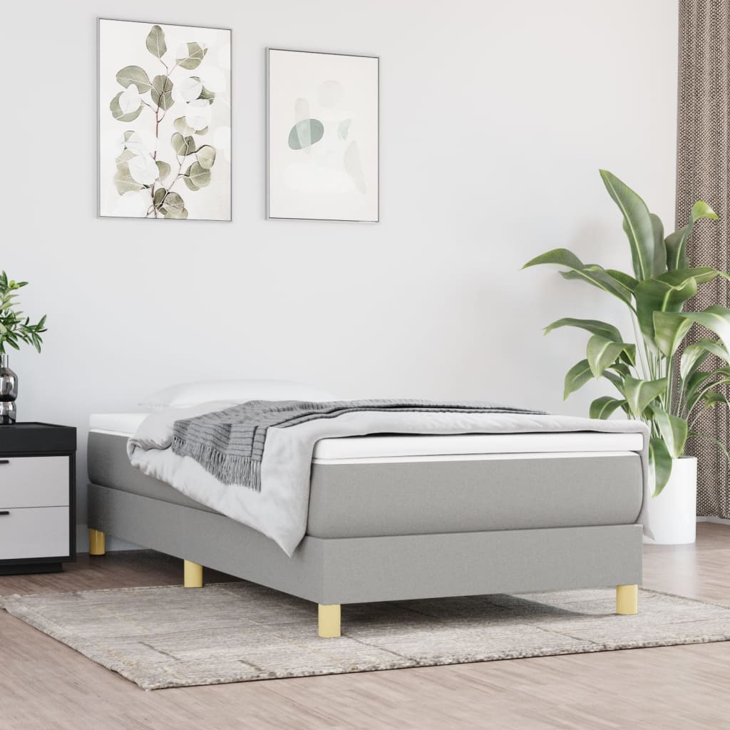 Boxspring met matras stof lichtgrijs 90x190 cm is nu te koop bij PeponiXL, paradijselijk wonen!