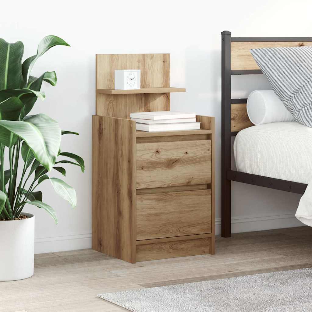 Nachtkastjes met 2 lades 2 st ambachtelijk eikenkleurig is nu te koop bij PeponiXL, paradijselijk wonen!