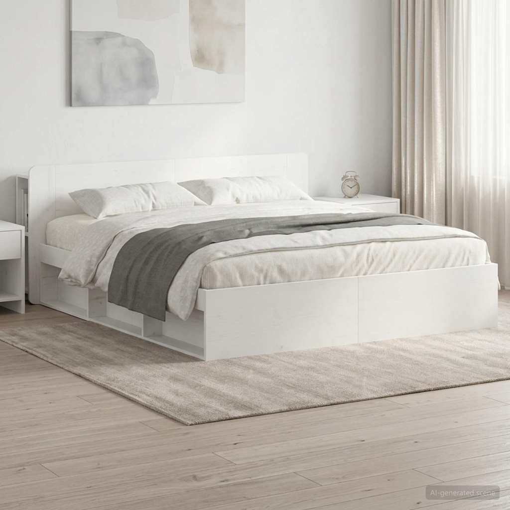 Bedframe met opslag Wit 180 x 200 cm Bewerkt hout is nu te koop bij PeponiXL, paradijselijk wonen!