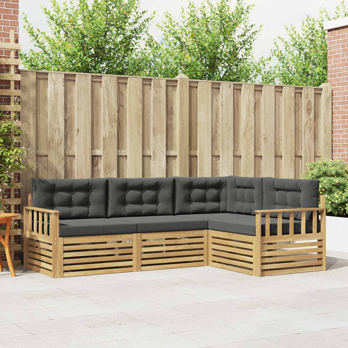 Buiten bankenset 5 pcs Wit en antracietkleurig Polyester is nu te koop bij PeponiXL, paradijselijk wonen!