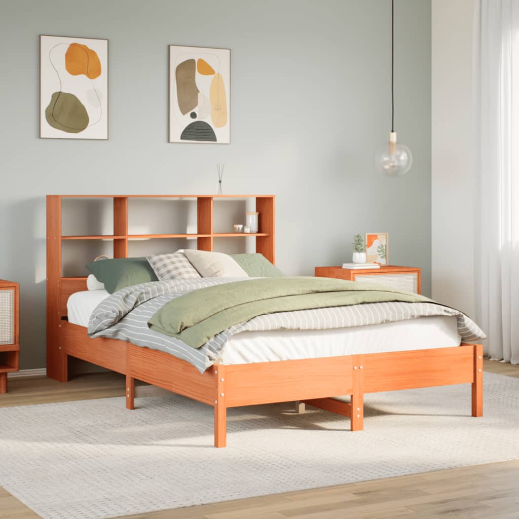 Bed met boekenkast zonder matras grenenhout wasbruin 160x200 cm is nu te koop bij PeponiXL, paradijselijk wonen!