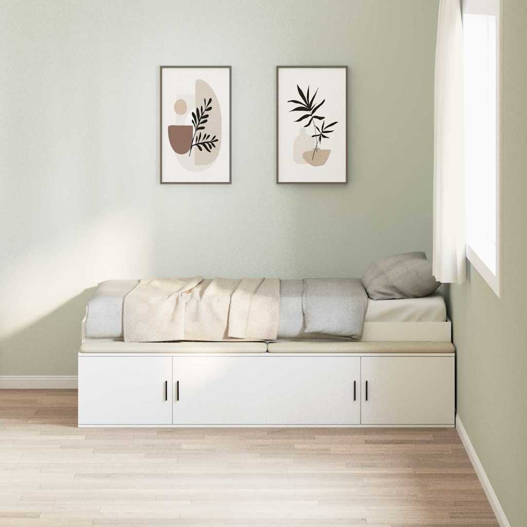 Bedframe met lade met opslag Wit 100 x 200 cm Bewerkt hout is nu te koop bij PeponiXL, paradijselijk wonen!