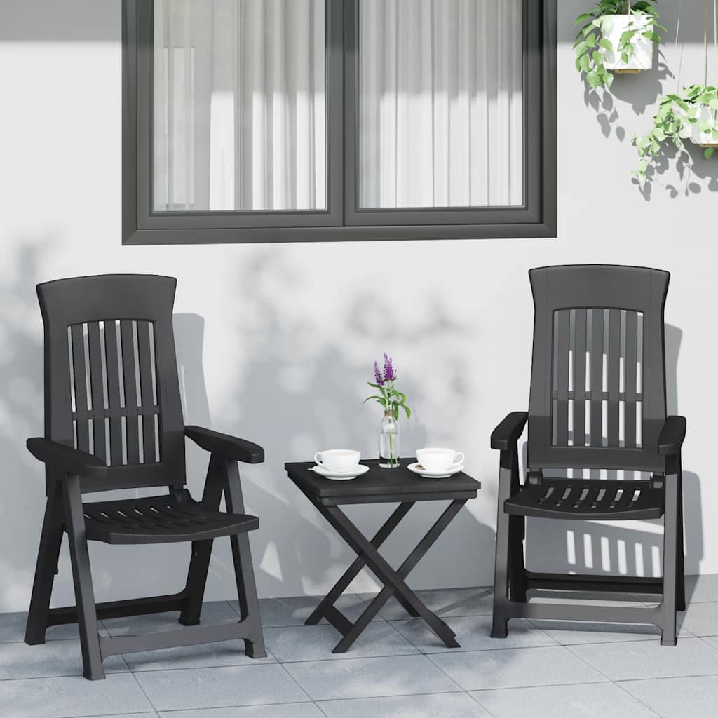 Tuinstoelen 2 st verstelbaar PP antracietkleurig is nu te koop bij PeponiXL, paradijselijk wonen!