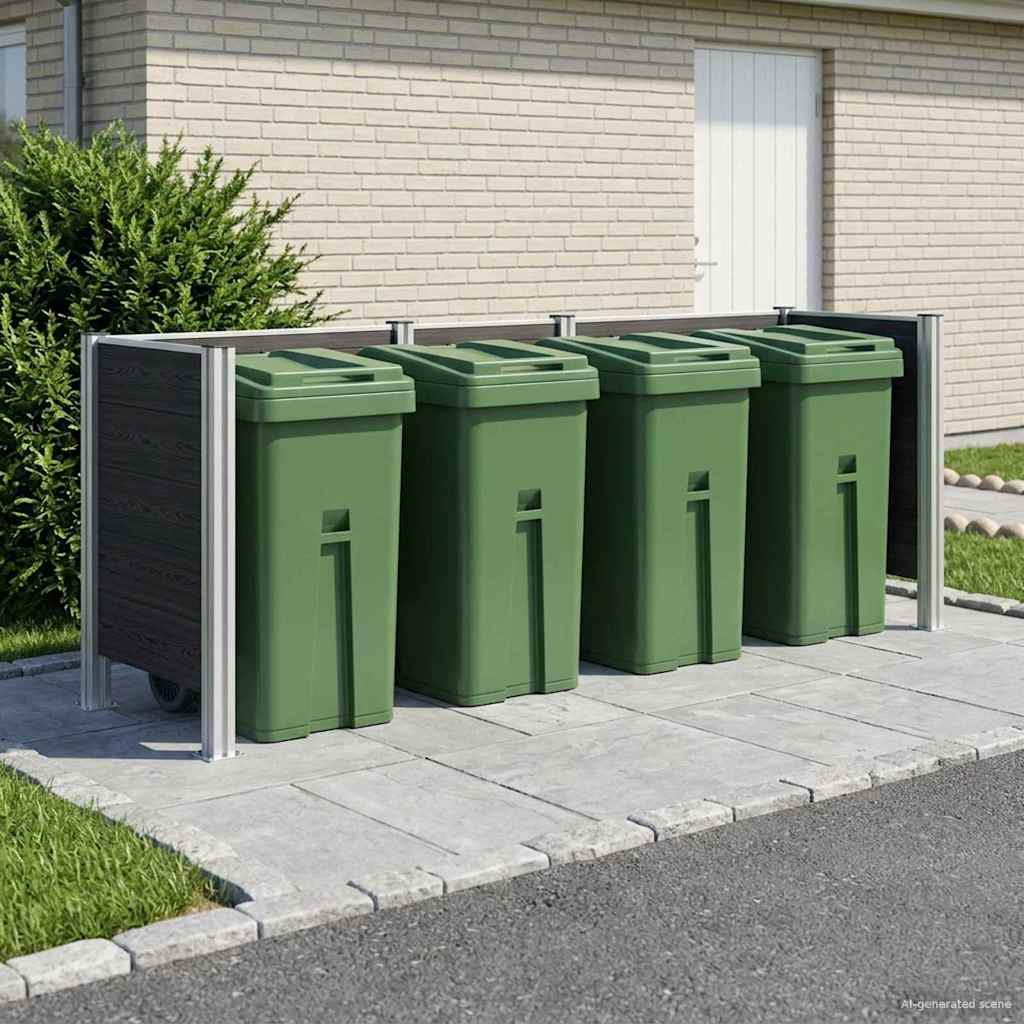 Afvalbak Schutting Grijs 315 x 85 x 115 cm Aluminium en WPC is nu te koop bij PeponiXL, paradijselijk wonen!
