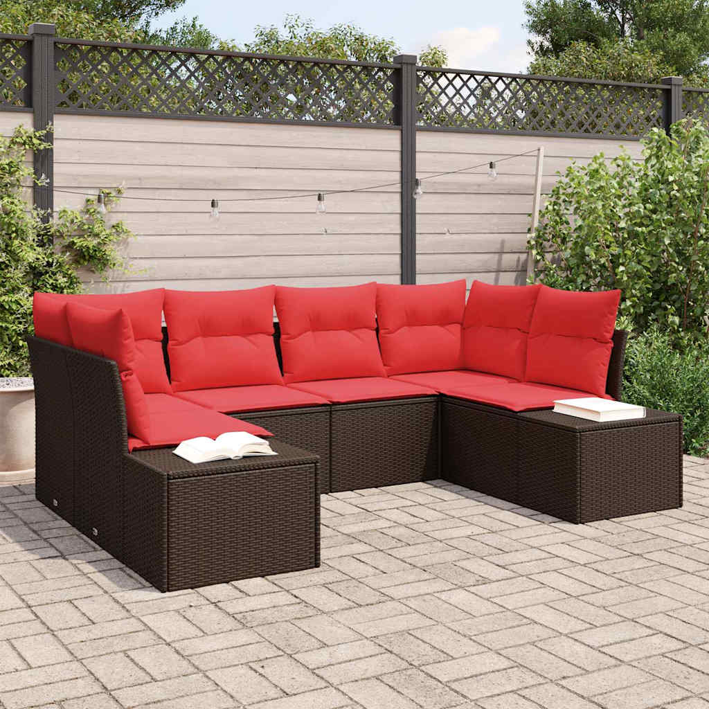 Tuin Sofa Set met kussen 6 pcs Bruin poly rattan is nu te koop bij PeponiXL, paradijselijk wonen!