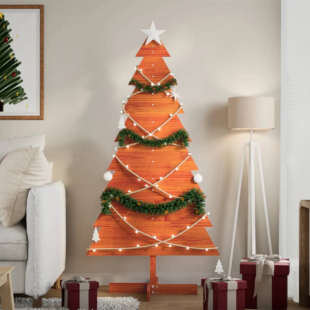 Kerstdecoratie kerstboom 150 cm massief grenenhout wasbruin is nu te koop bij PeponiXL, paradijselijk wonen!