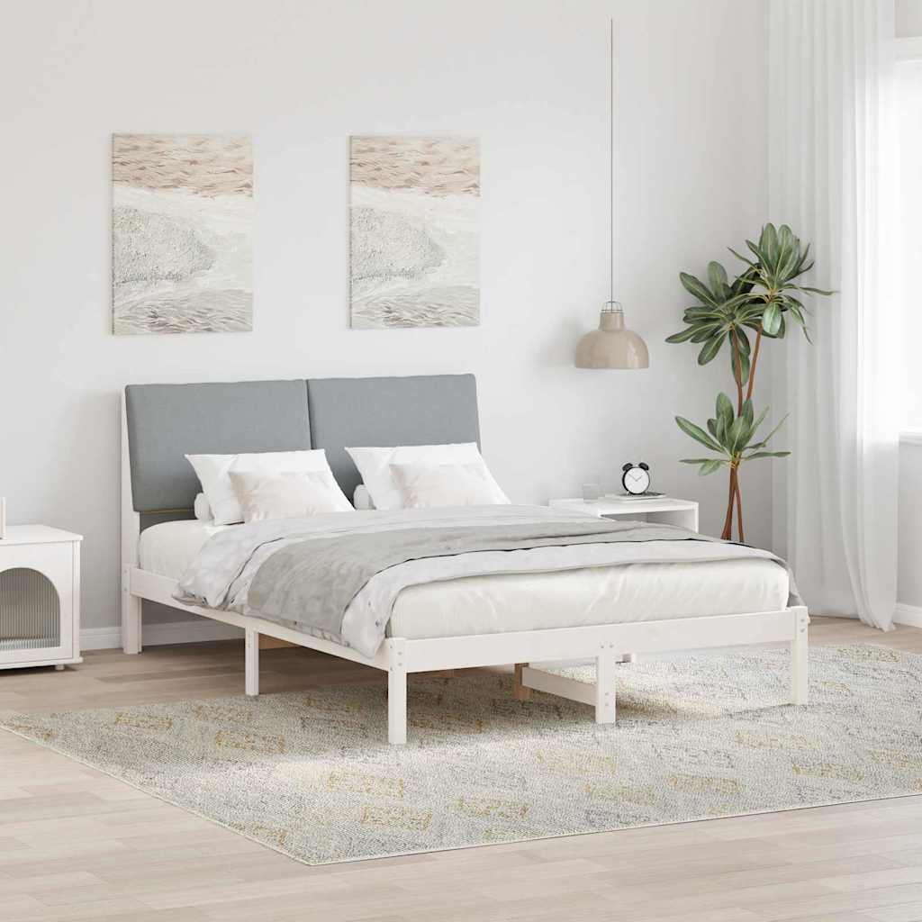 Bedframe Wit en lichtgrijs 150 x 200 cm Massief grenenhout is nu te koop bij PeponiXL, paradijselijk wonen!
