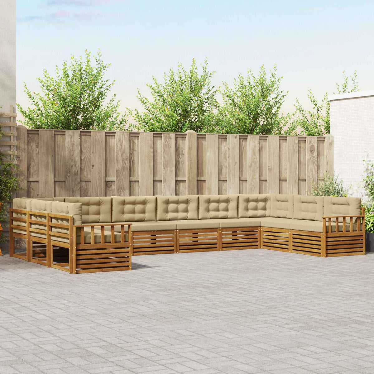 Sofa-Sets 5 pcs Natuurlijk en Beige Massief Acaciahout is nu te koop bij PeponiXL, paradijselijk wonen!