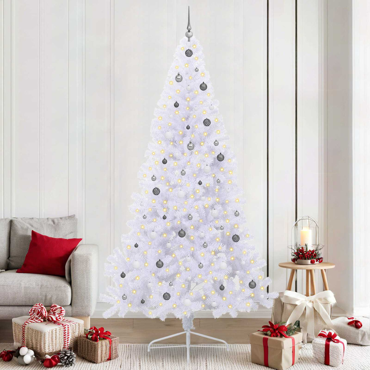 Kunstkerstboom met 300 LED Wit 240 cm PVC en staal is nu te koop bij PeponiXL, paradijselijk wonen!