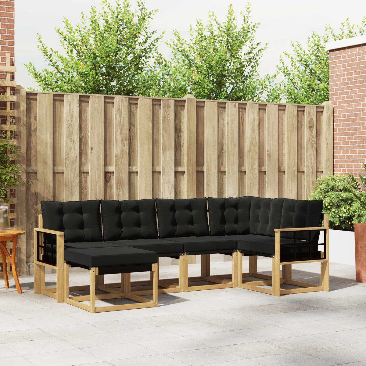 Buiten bankenset met kussen 6 pcs Wit en zwart is nu te koop bij PeponiXL, paradijselijk wonen!