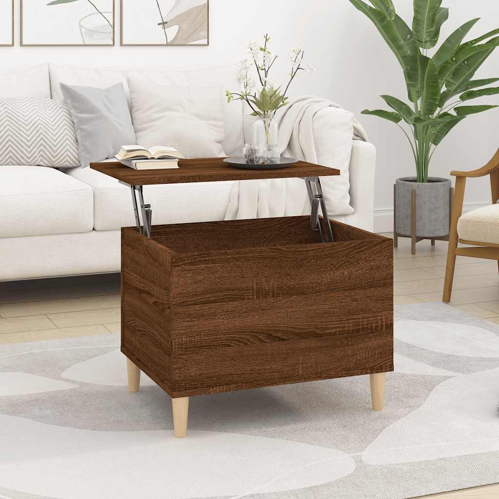 Salontafel 60x44,5x45 cm bewerkt hout bruin eikenkleur is nu te koop bij PeponiXL, paradijselijk wonen!