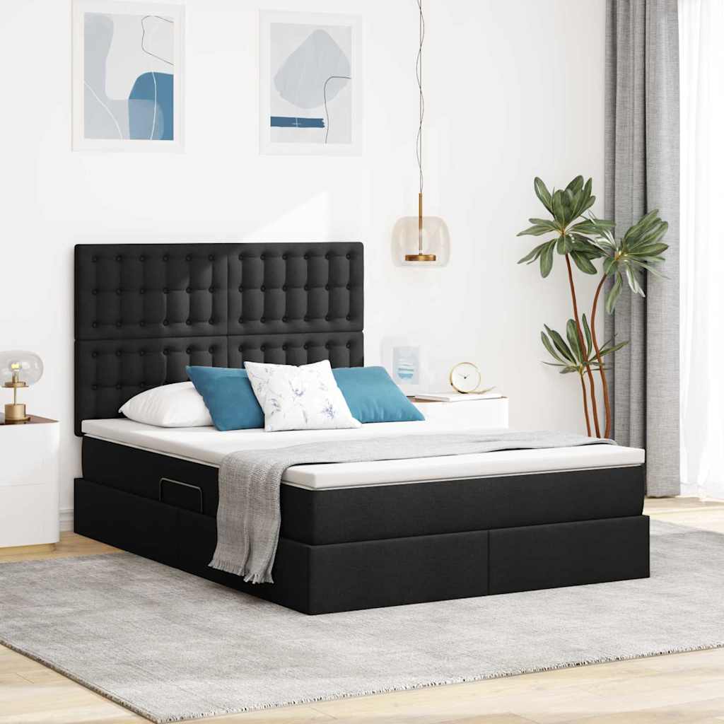 Opbergbed met LED met matras Zwart 140 x 200 cm Polyester is nu te koop bij PeponiXL, paradijselijk wonen!