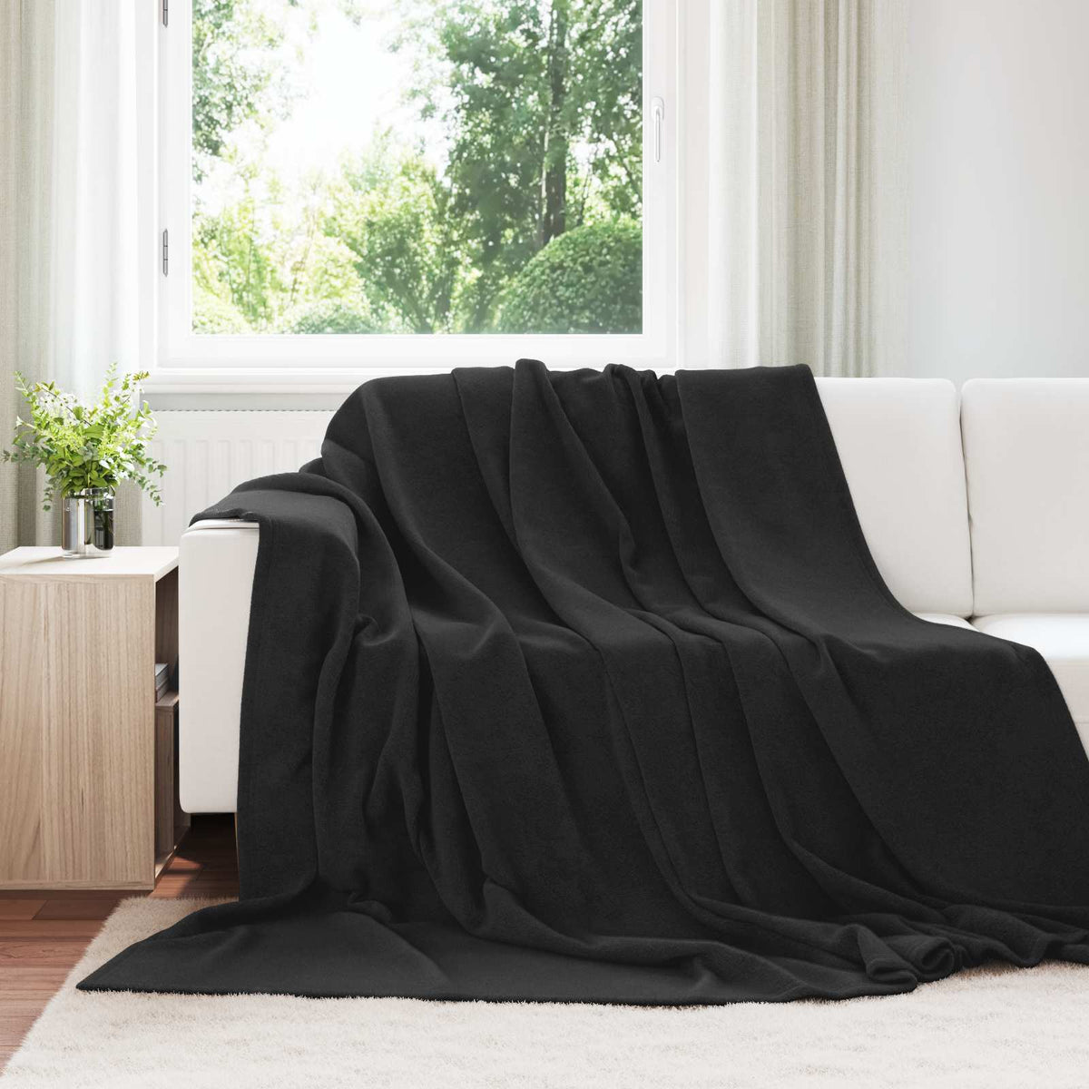 Gooi Deken Zwart 220 x 240 cm Fleece is nu te koop bij PeponiXL, paradijselijk wonen!