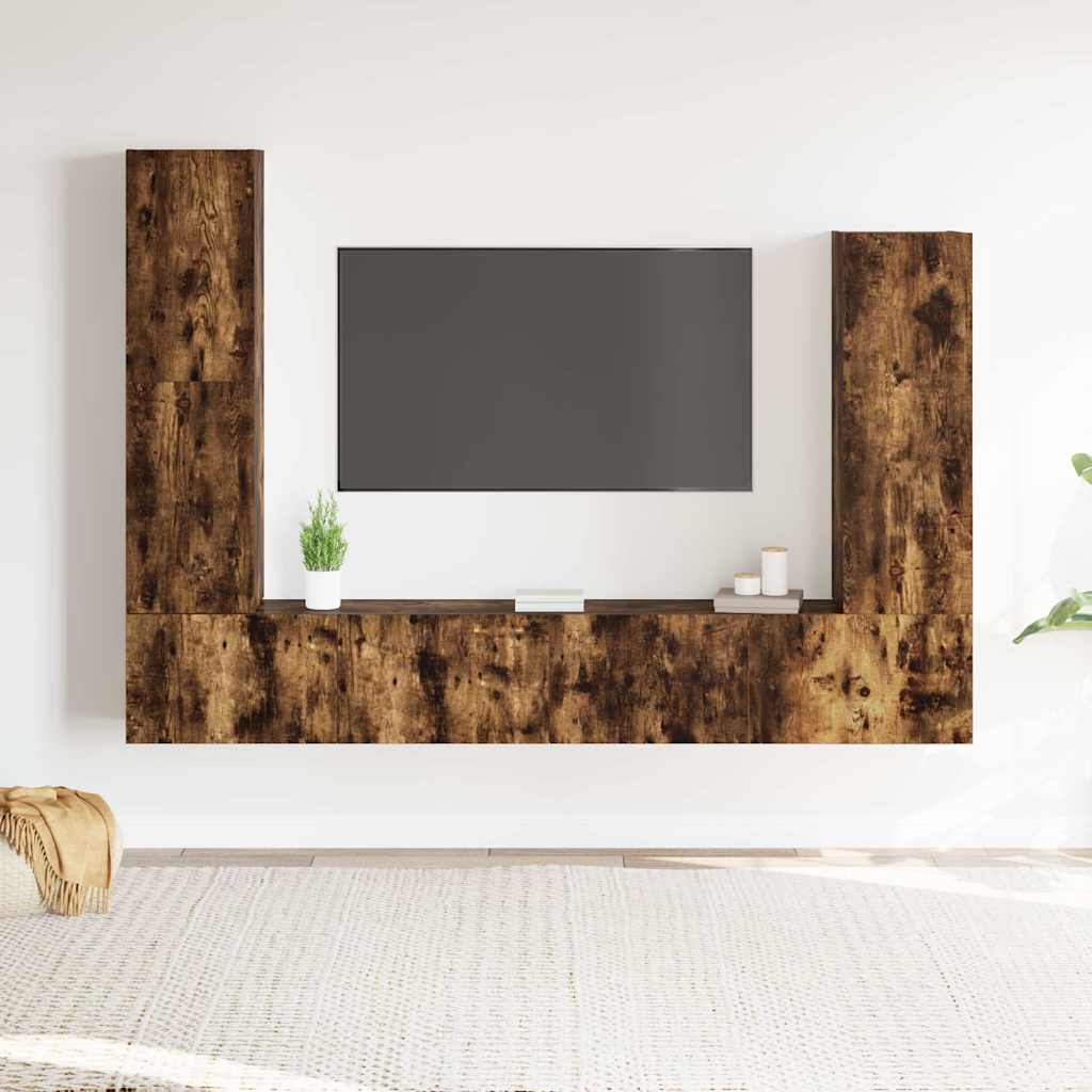 4-delige Tv-meubelset bewerkt hout gerookt eikenkleurig is nu te koop bij PeponiXL, paradijselijk wonen!