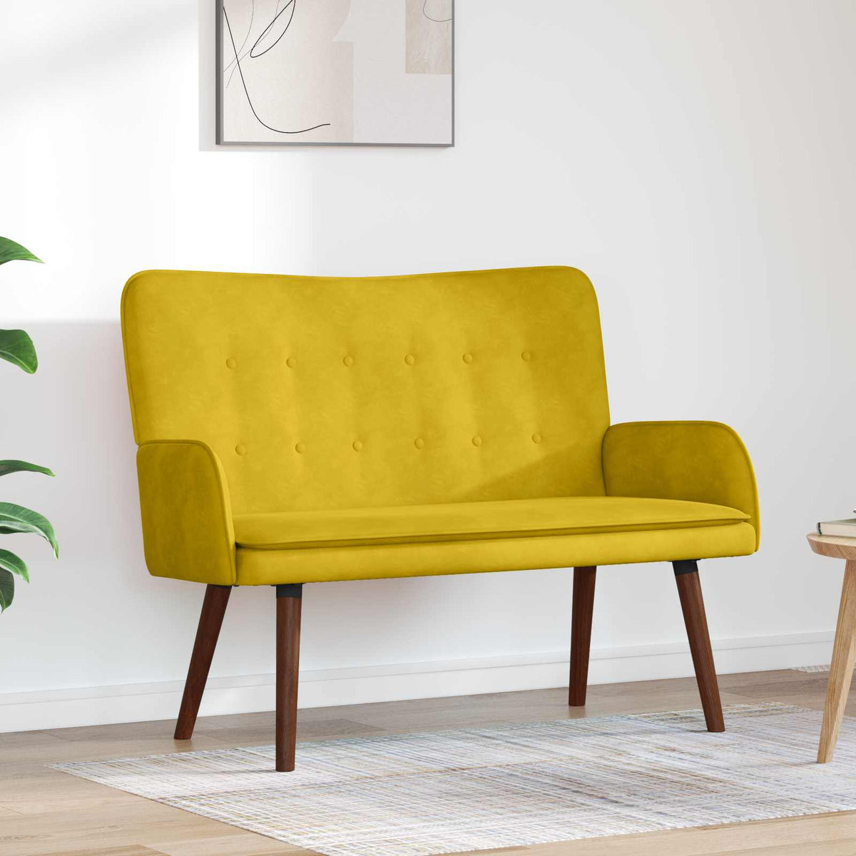 Twee Persoons Sofa Geel 115 x 61 x 87 cm Fluweel is nu te koop bij PeponiXL, paradijselijk wonen!
