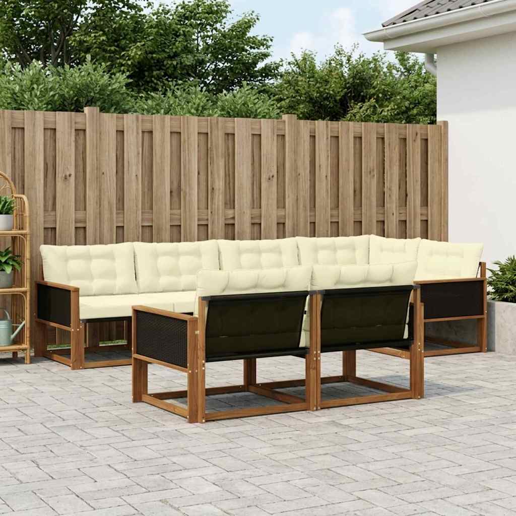 Buiten bankenset met kussen 7 pcs Natuurlijk en Crème is nu te koop bij PeponiXL, paradijselijk wonen!