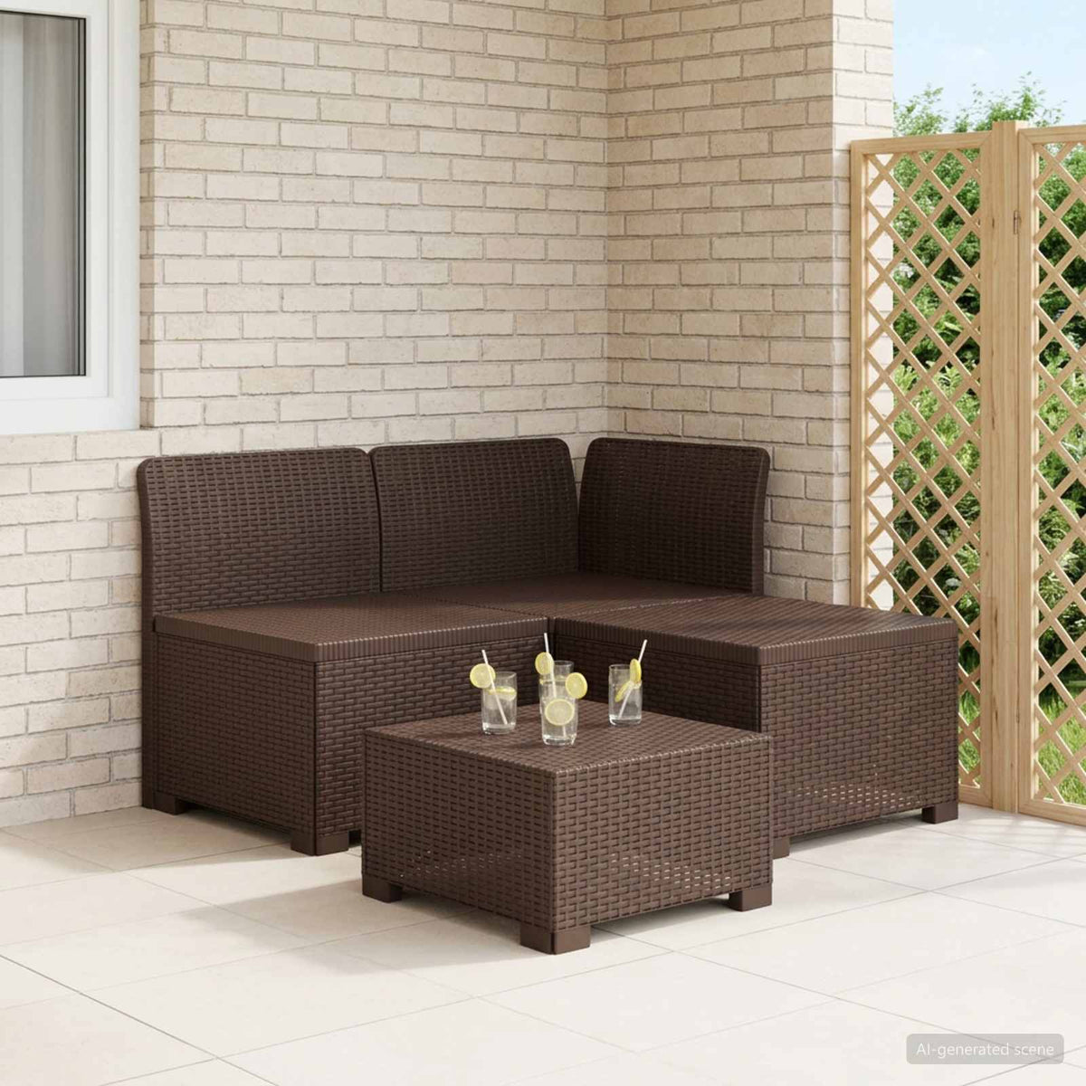 3-zits Tuinbank in Rattan Look PP Bruin is nu te koop bij PeponiXL, paradijselijk wonen!