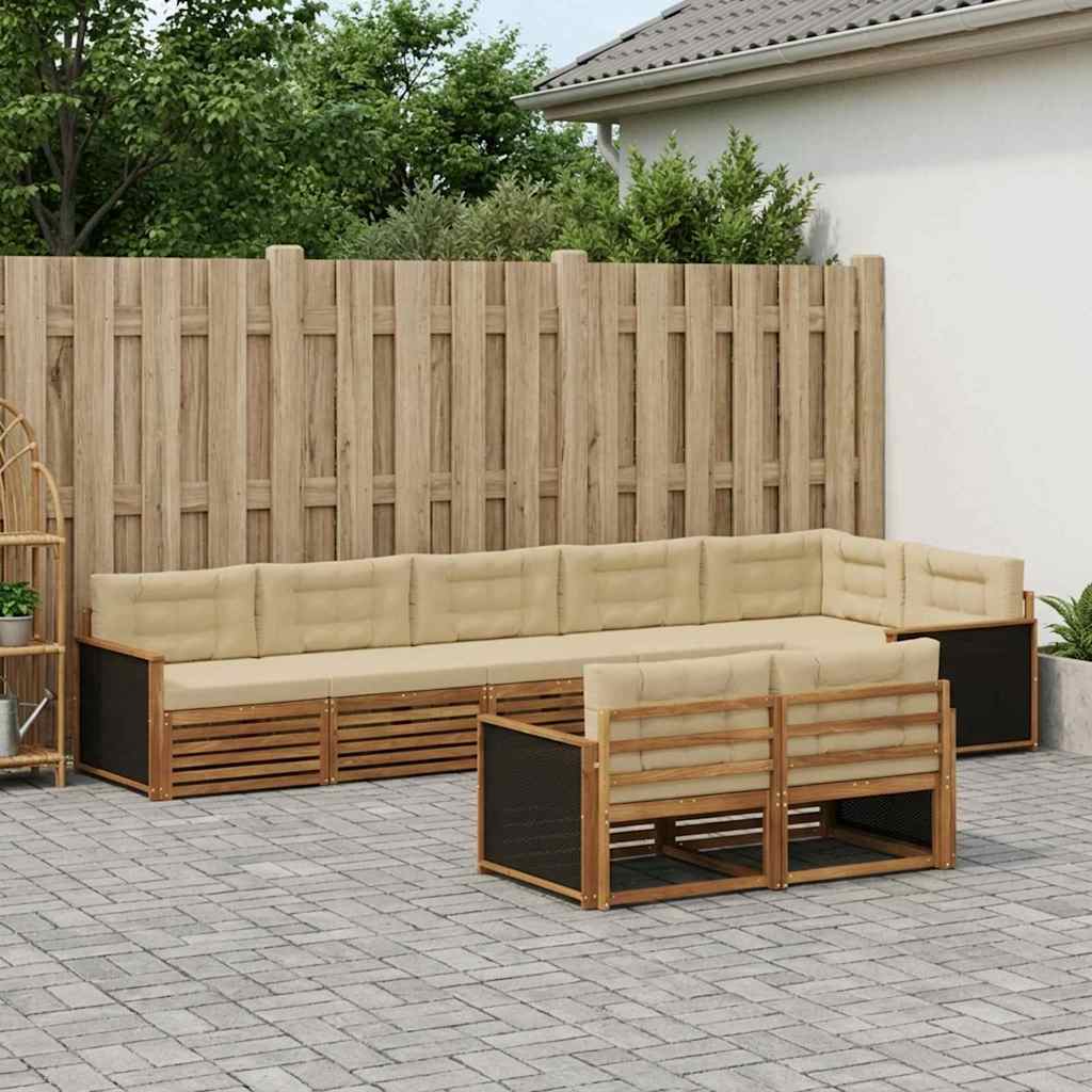 Buiten bankenset met kussen 8 pcs Natuurlijk en Beige is nu te koop bij PeponiXL, paradijselijk wonen!