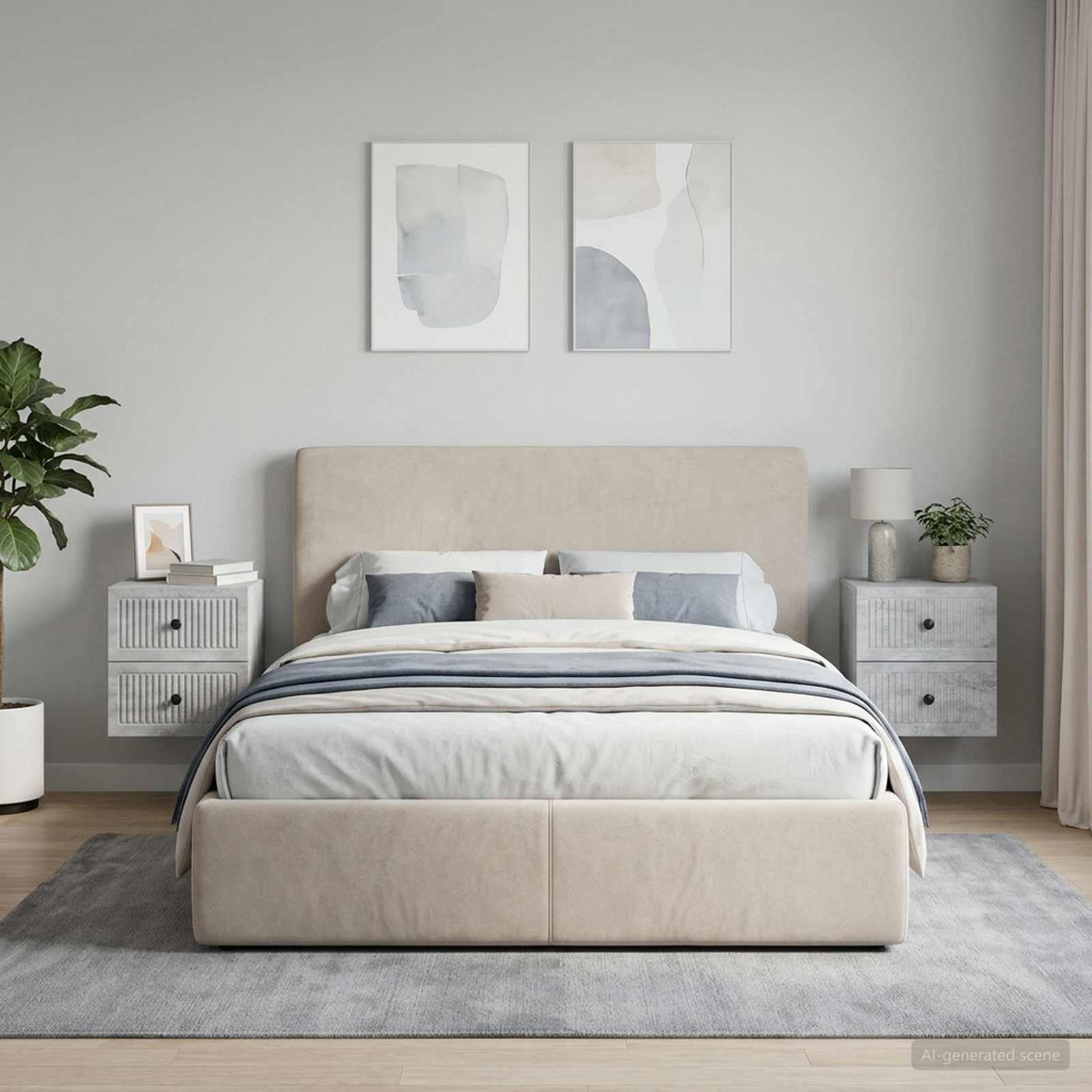 Wandbeugel Bedkast met lade 2 pcs Betongrijs 33 x 34,5 x 40 cm is nu te koop bij PeponiXL, paradijselijk wonen!