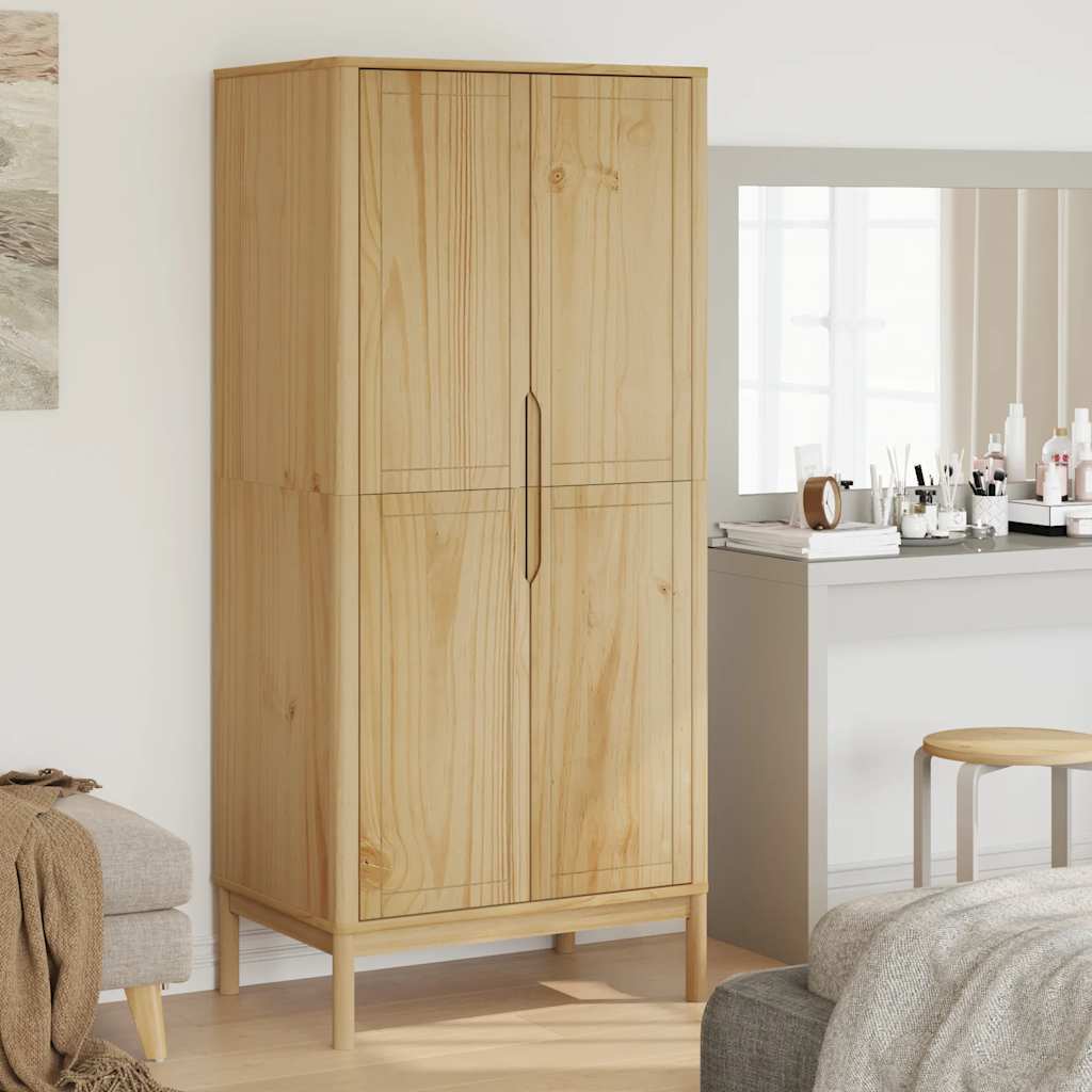 Kledingkast FLORO 77x53x171 cm massief grenenhout wasbruin is nu te koop bij PeponiXL, paradijselijk wonen!