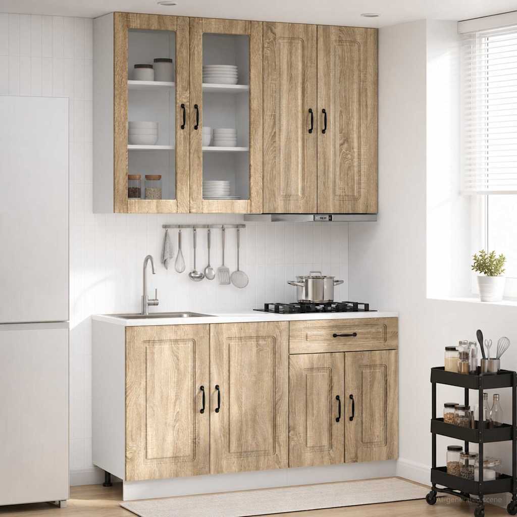 Keukenblok KALMAR 4 pcs Sonoma Eiken Bewerkt hout is nu te koop bij PeponiXL, paradijselijk wonen!
