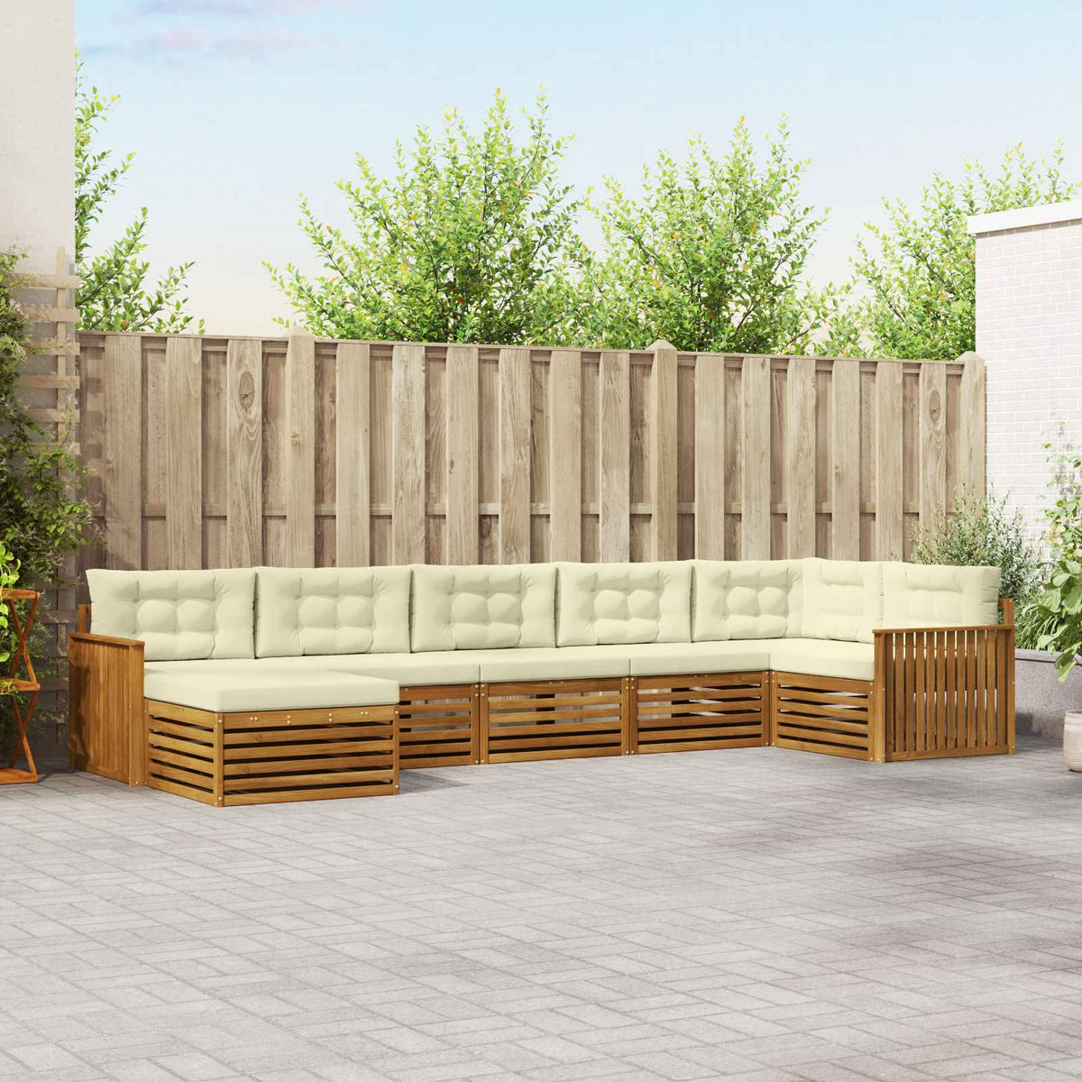 Buiten bankenset met kussen 7 pcs Natuurlijk en Crème is nu te koop bij PeponiXL, paradijselijk wonen!