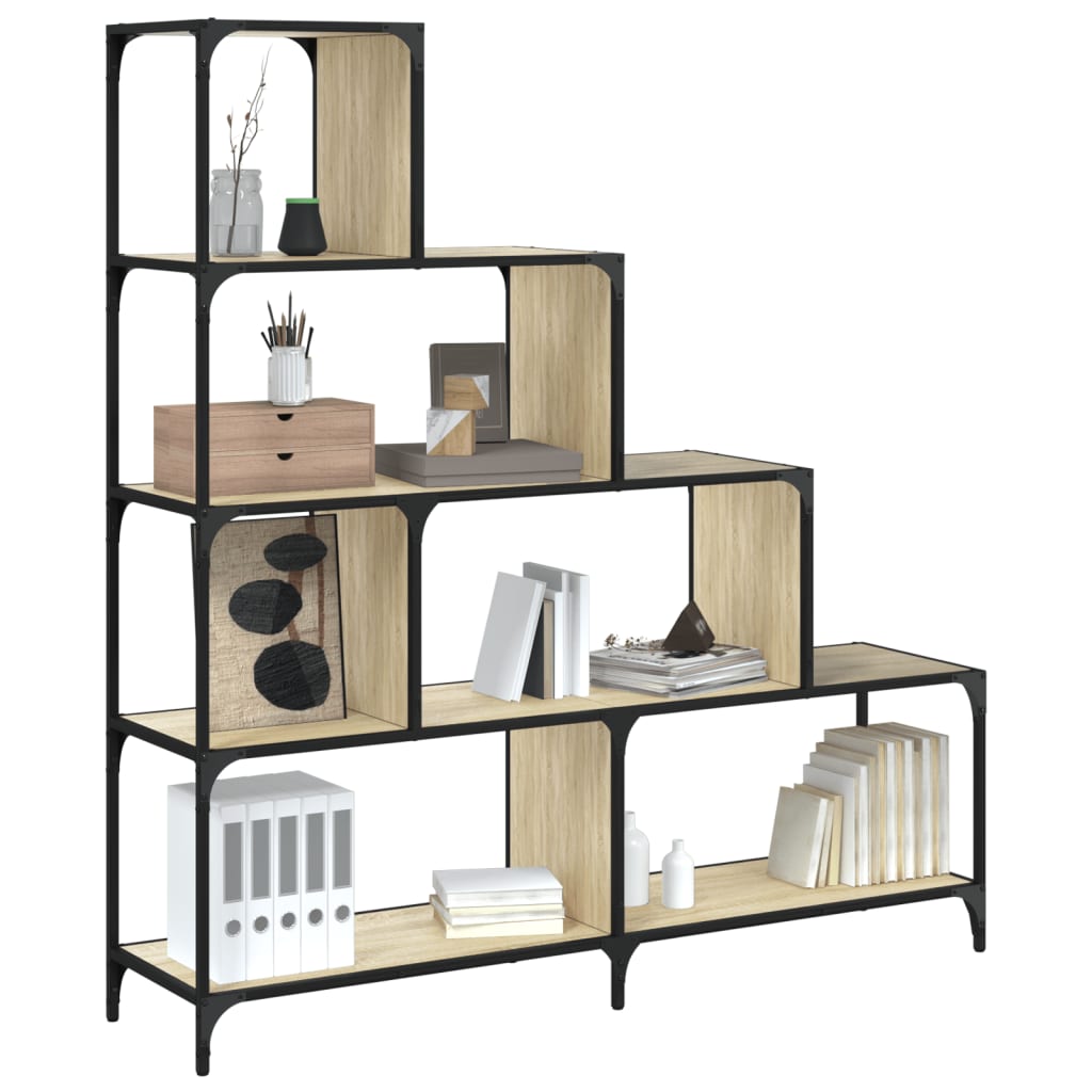 Boekenkast 4-laags 139x33,5x149 cm bewerkt hout sonoma eiken is nu te koop bij PeponiXL, paradijselijk wonen!