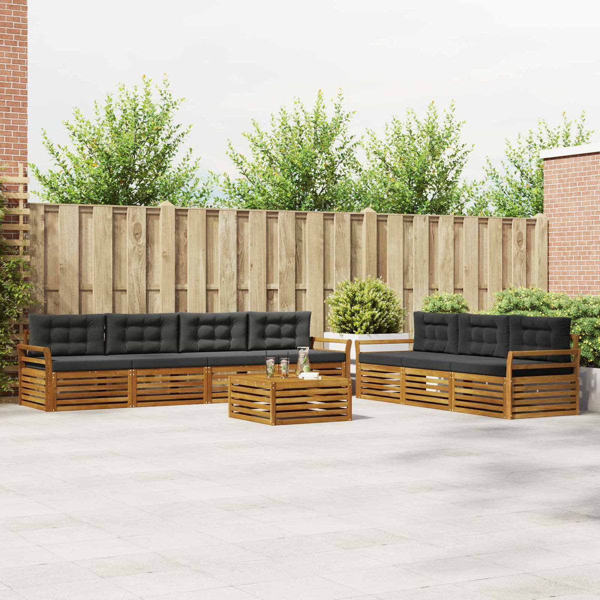 Buiten bankenset met kussen 8 pcs Natuurlijk en Antraciet is nu te koop bij PeponiXL, paradijselijk wonen!