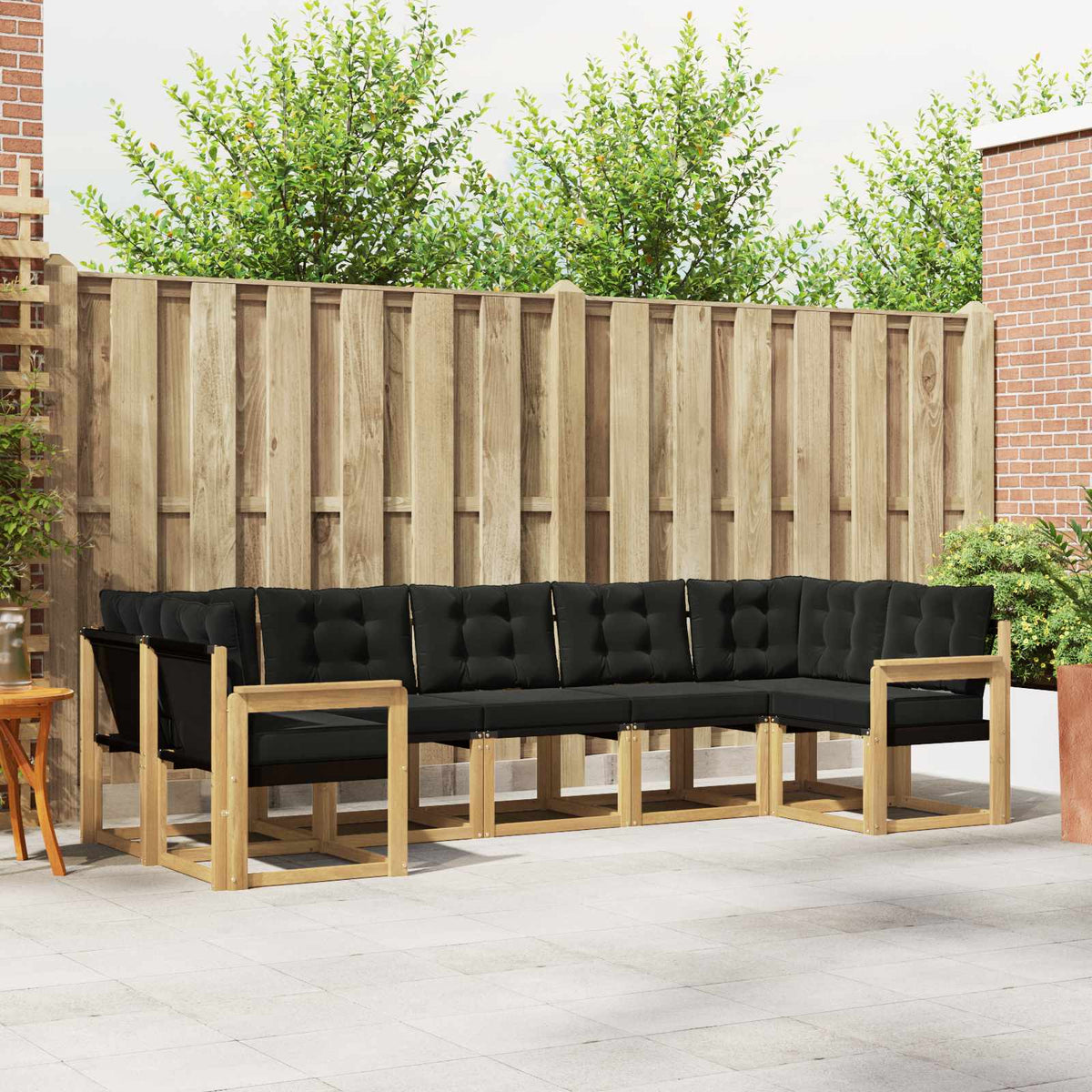 Buiten bankenset met kussen 7 pcs Wit en zwart is nu te koop bij PeponiXL, paradijselijk wonen!