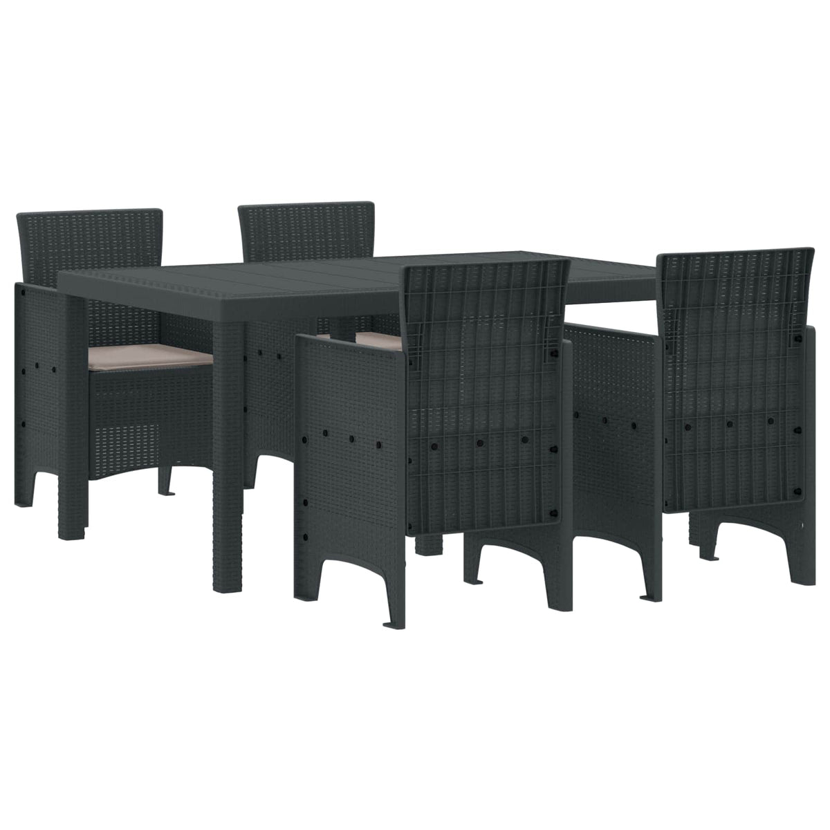 Tuin Eetset 5 pcs Antraciet Polt riet is nu te koop bij PeponiXL, paradijselijk wonen!
