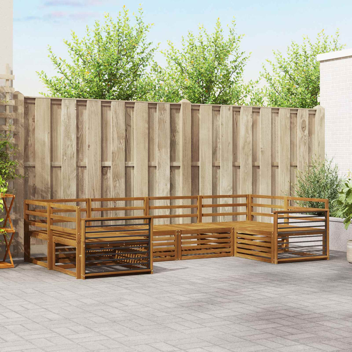 Sofa-Sets 6 pcs Naturel Massief Acaciahout is nu te koop bij PeponiXL, paradijselijk wonen!