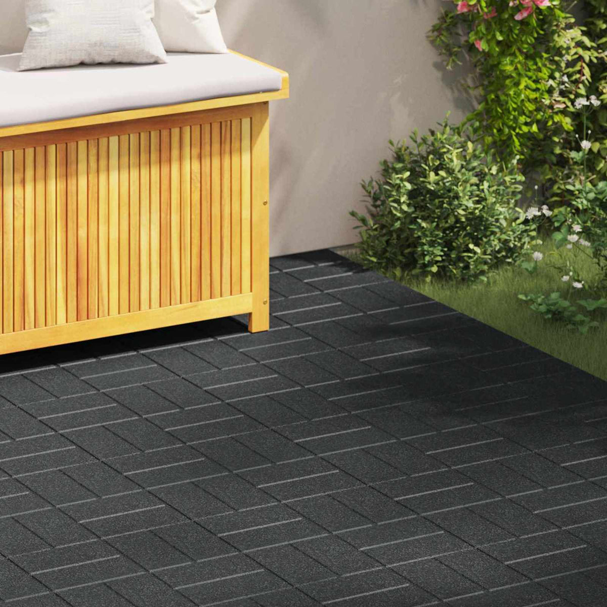 Stapsteen 6 pcs Zwart 40,5 x 40,5 x 2 cm Rubber is nu te koop bij PeponiXL, paradijselijk wonen!