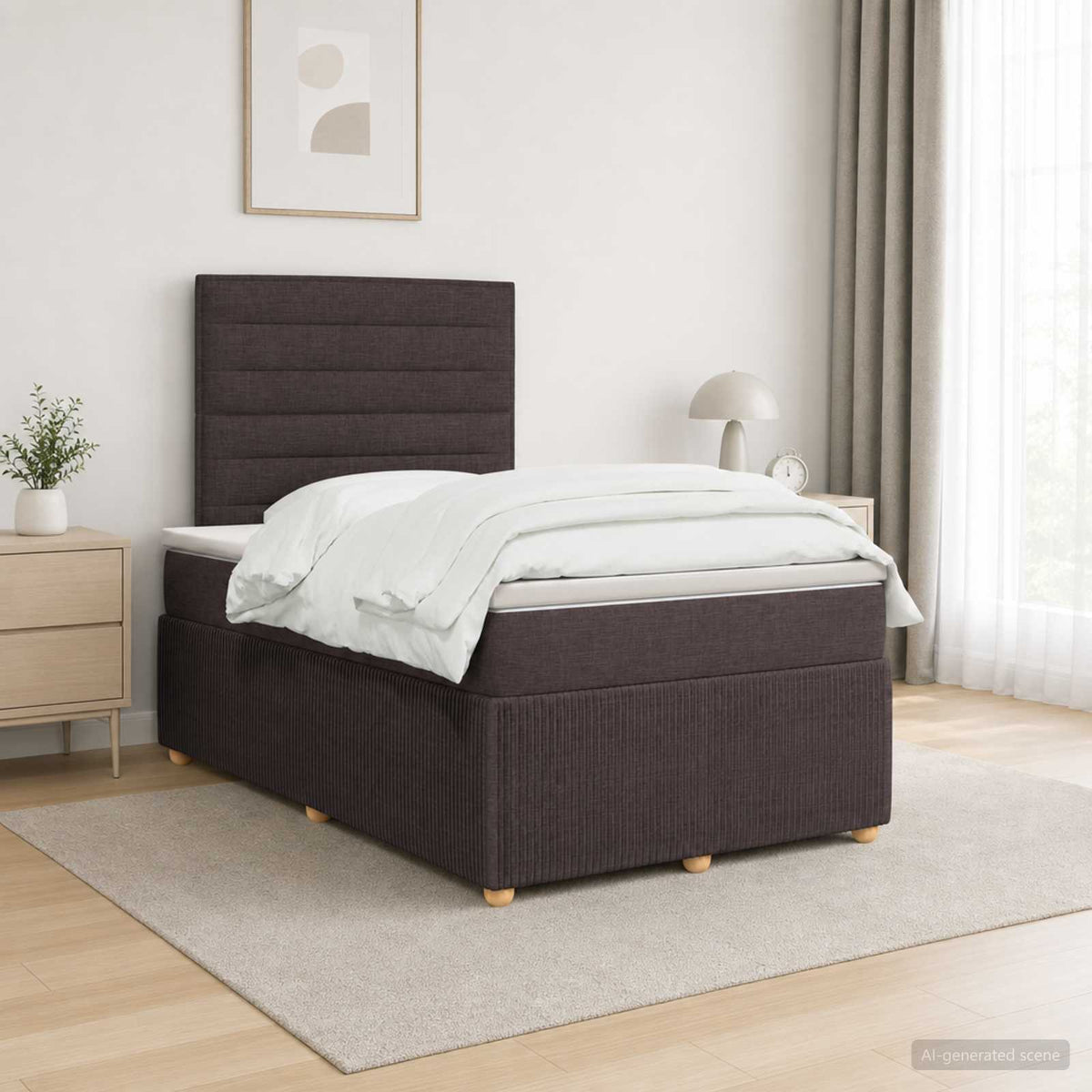 Boxspringbed met matras Donkerbruin 120 x 190 cm Stof is nu te koop bij PeponiXL, paradijselijk wonen!