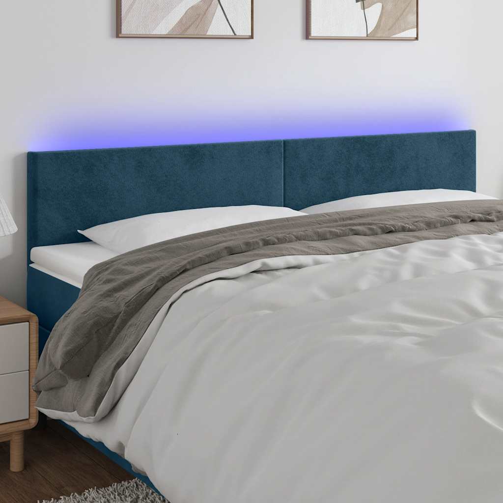 Hoofdbord LED 180x5x78/88 cm fluweel donkerblauw is nu te koop bij PeponiXL, paradijselijk wonen!