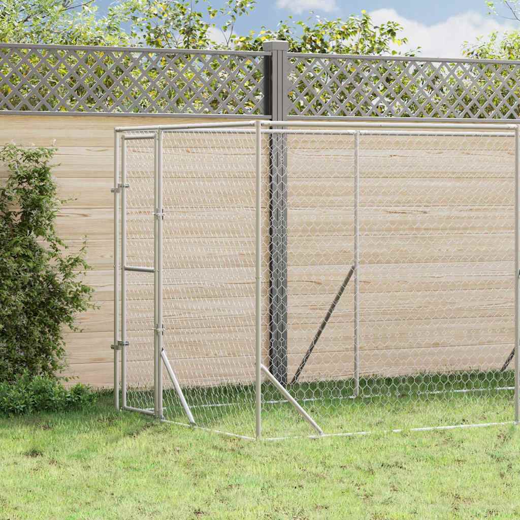 Hondenkennel voor buiten 2x14x2 m gegalvaniseerd staal zilver is nu te koop bij PeponiXL, paradijselijk wonen!