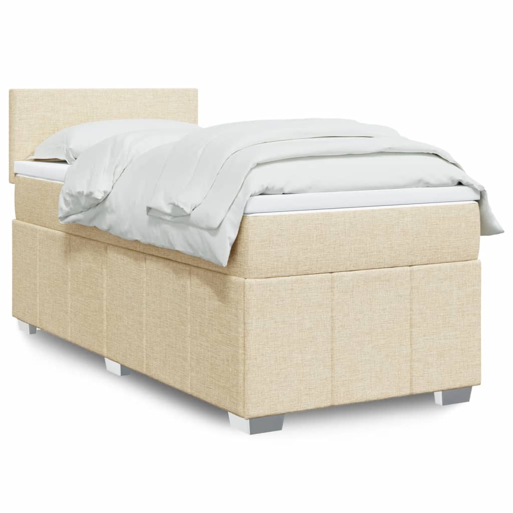 Boxspring met matras stof crèmekleurig 80x200 cm is nu te koop bij PeponiXL, paradijselijk wonen!