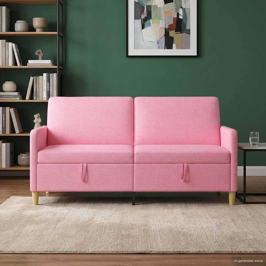 Bank met opslag Roze 172 x 78 x 87 cm Polyester is nu te koop bij PeponiXL, paradijselijk wonen!