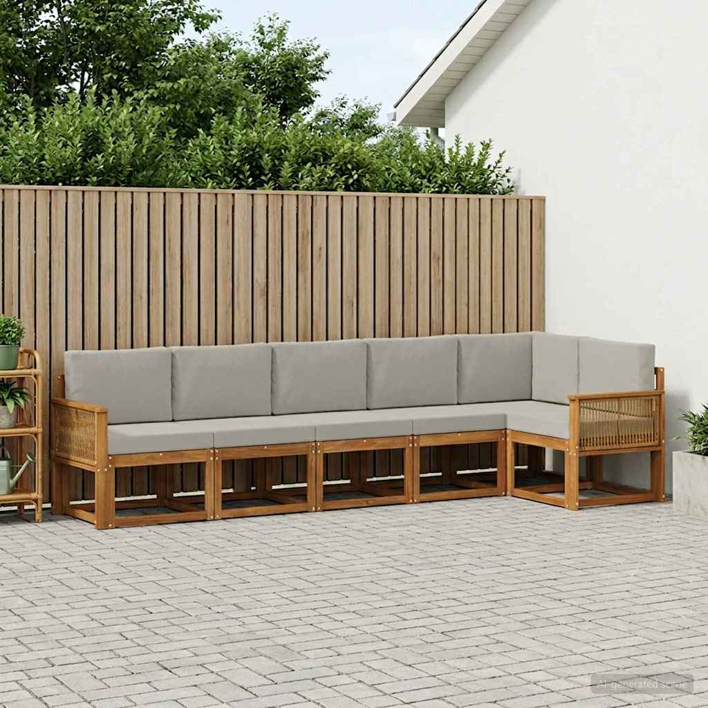 Buiten bankenset 6 pcs Naturel en lichtgrijs Polyester is nu te koop bij PeponiXL, paradijselijk wonen!