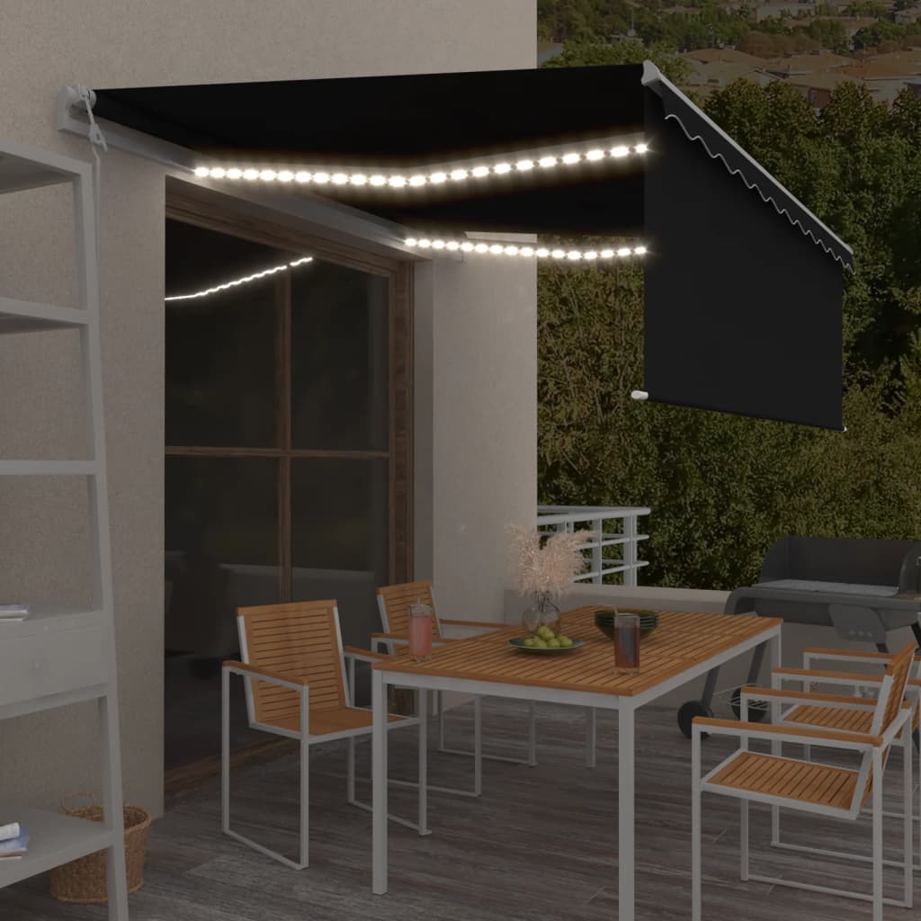 Luifel met rolgordijn, LED en windsensor 4x3 m antracietkleurig is nu te koop bij PeponiXL, paradijselijk wonen!