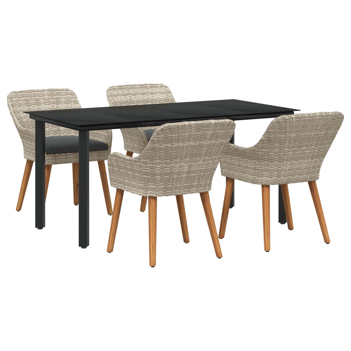 Tuin eettafelset met kussen 5 pcs Lichtgrijs poly rattan is nu te koop bij PeponiXL, paradijselijk wonen!