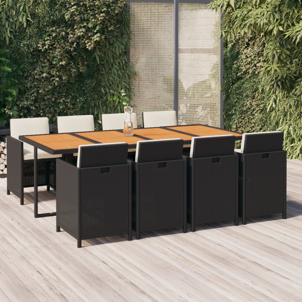 9-delige Tuinset met kussens poly rattan zwart is nu te koop bij PeponiXL, paradijselijk wonen!