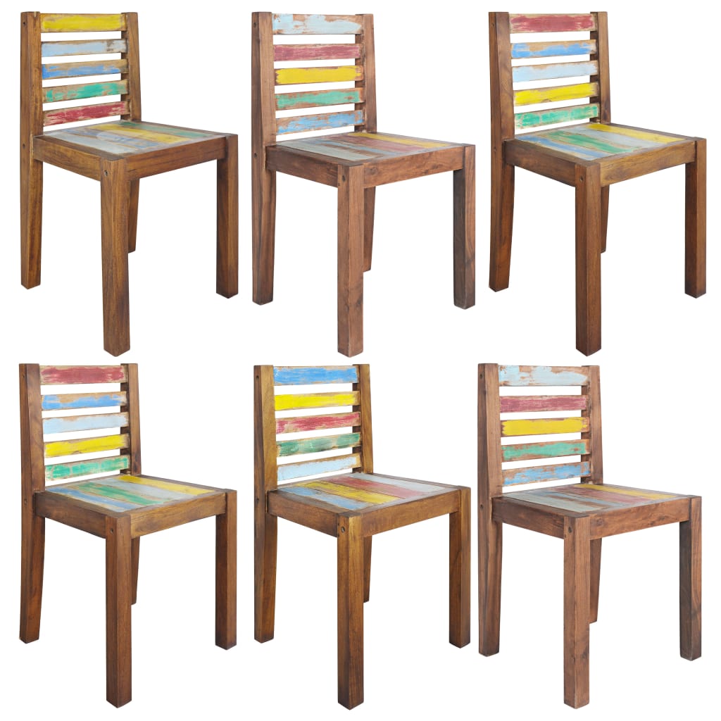 Eetkamerstoelen 6 st massief gerecycled hout is nu te koop bij PeponiXL, paradijselijk wonen!