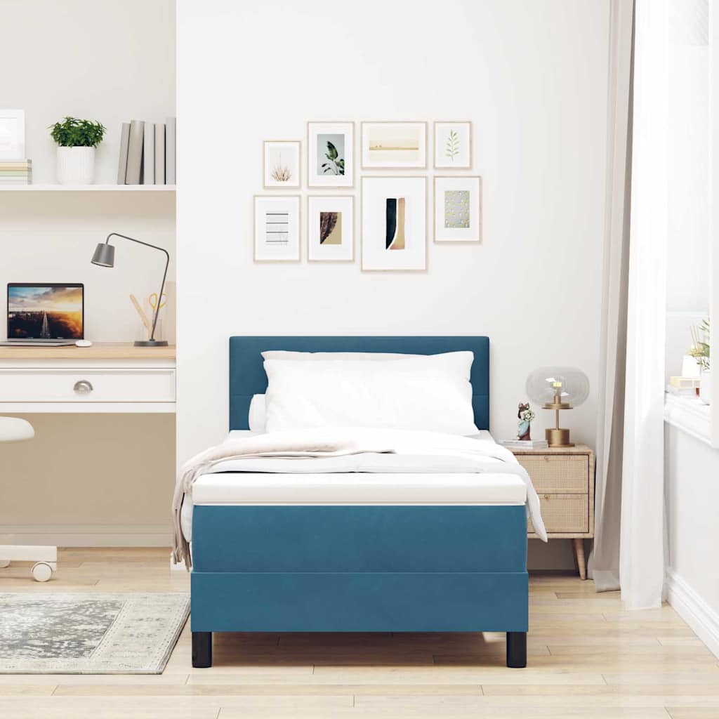 Boxspringbed met matras Donkerblauw 90 x 190 cm Fluweel is nu te koop bij PeponiXL, paradijselijk wonen!