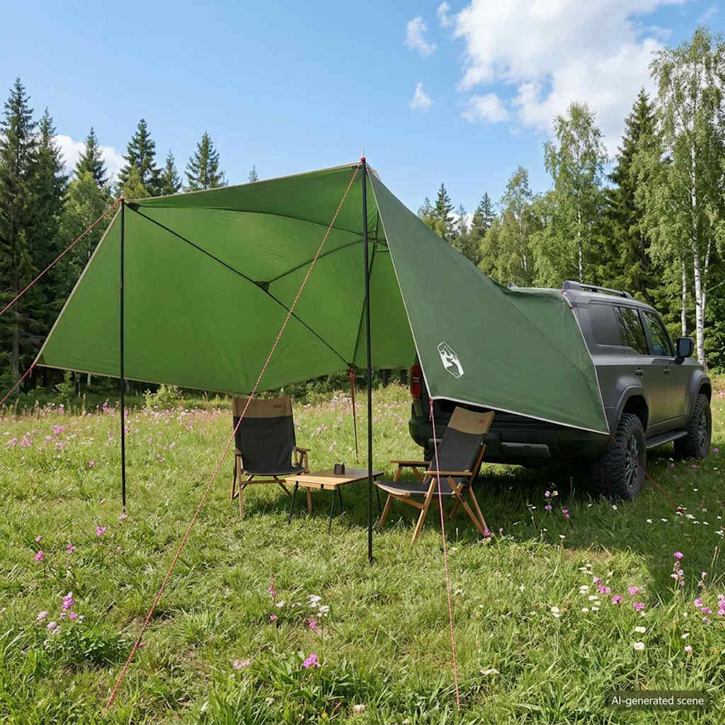 Autotent met dak Groen 308 x 215 x 220 cm Polyester en staal is nu te koop bij PeponiXL, paradijselijk wonen!
