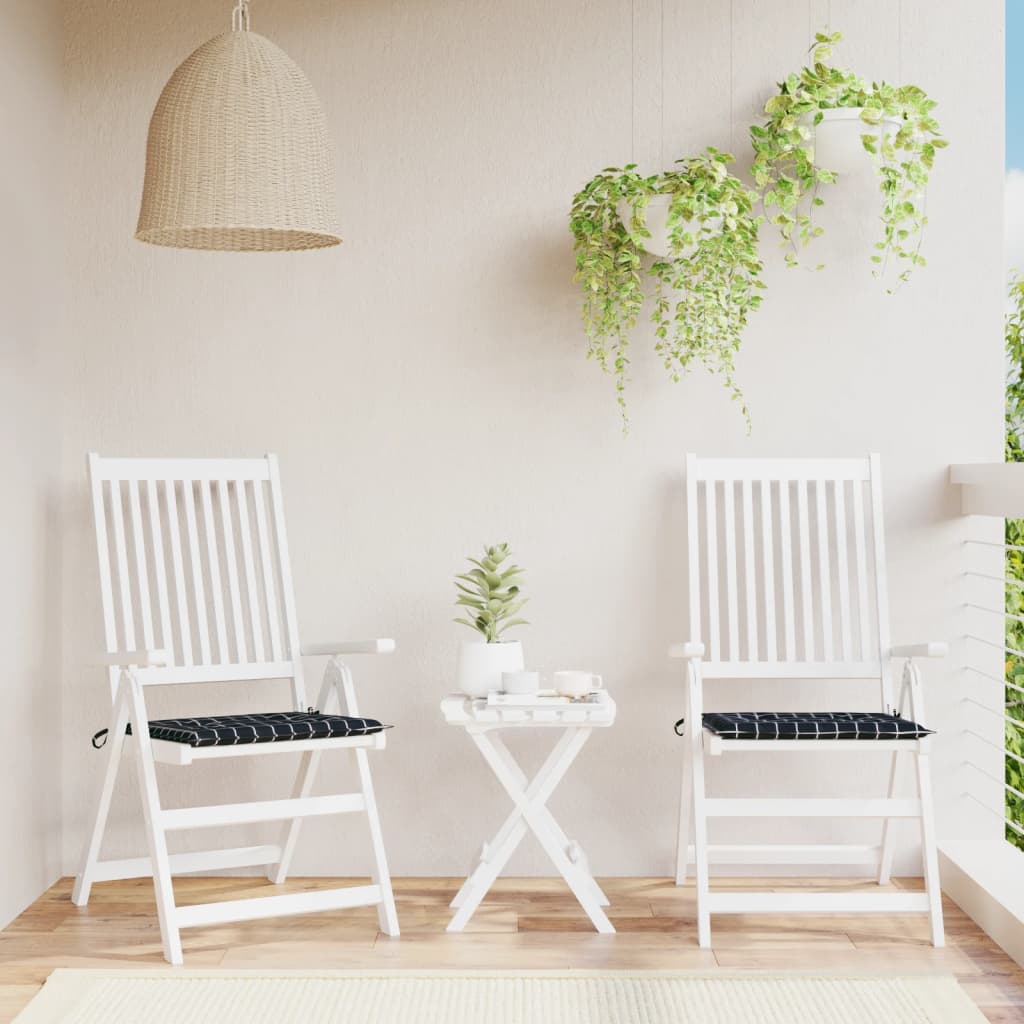 Tuinstoelkussens 2 st ruitpatroon 50x50x4 cm stof zwart is nu te koop bij PeponiXL, paradijselijk wonen!