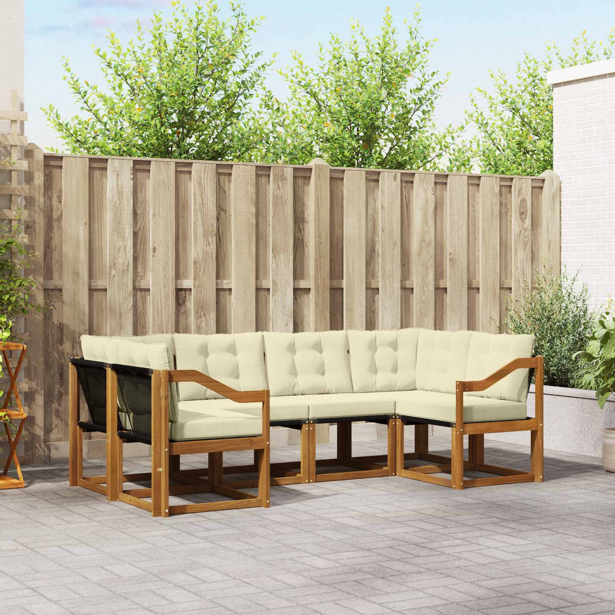 Buiten bankenset met kussen 6 pcs Natuurlijk en Crème is nu te koop bij PeponiXL, paradijselijk wonen!