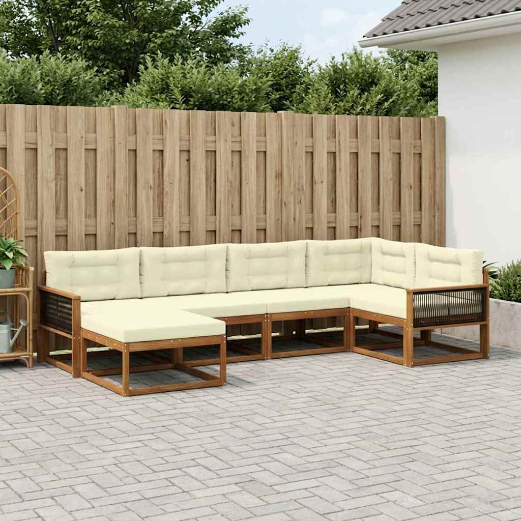 Buiten bankenset met kussen 6 pcs Natuurlijk en Crème is nu te koop bij PeponiXL, paradijselijk wonen!