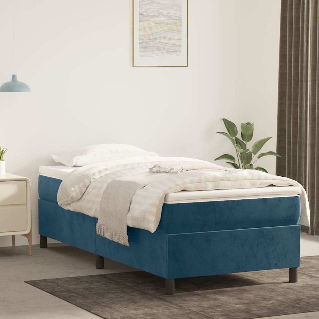 Boxspring bed 80x200 cm fluweel donkerblauw is nu te koop bij PeponiXL, paradijselijk wonen!