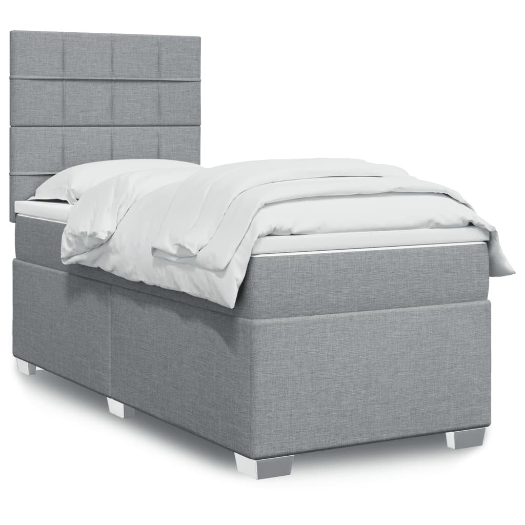 Boxspring met matras stof lichtgrijs 90x190 cm is nu te koop bij PeponiXL, paradijselijk wonen!