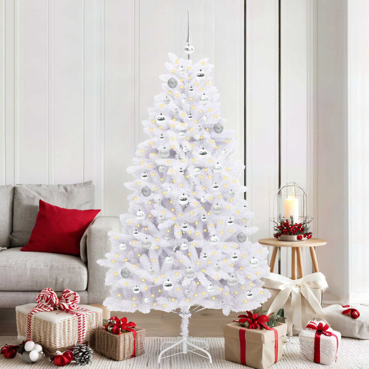 Kunstmatige Inklapbare Kerstboom Wit 180 cm PVC en staal is nu te koop bij PeponiXL, paradijselijk wonen!